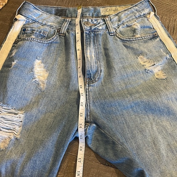 Distressed Blue Jeans with White Stripes CANAL - Picture 7 of 9